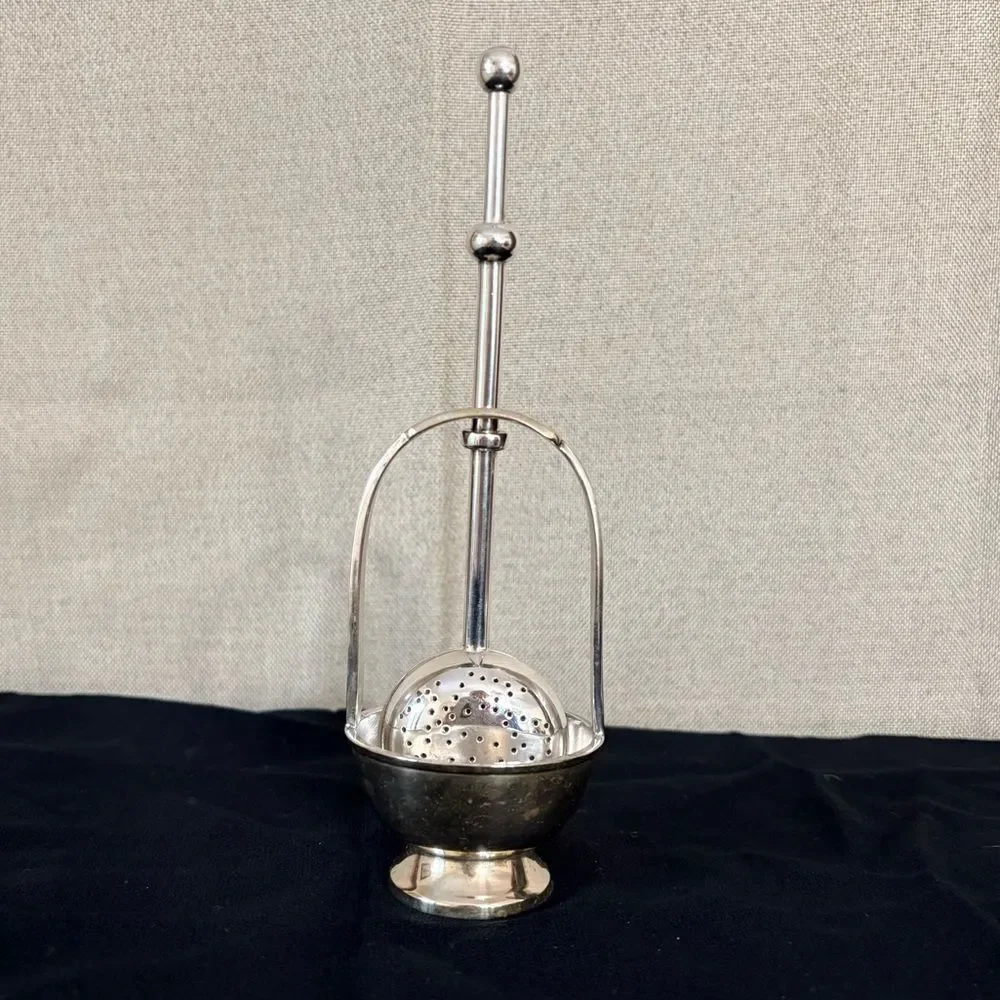 Vintage Tea Strainer with Stand & Drip Bowl – Made in India